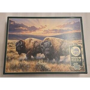 Cobble Hill 1000 Piece Puzzle “Dusty Plains” Bison Buffalo – Complete w/ Poster